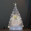 33cm Battery Operated Light up Christmas Tree Water Spinner with The Snowman & LEDs
