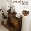 HOMCOM Radiator Cover With Drawer, Horizontal Slat, Rustic Brown