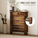 HOMCOM Radiator Cover With Drawer, Horizontal Slat, Rustic Brown