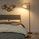 HOMCOM Dimmable Standing Lamp With Double Shade, Boho Floor Lamp, Black