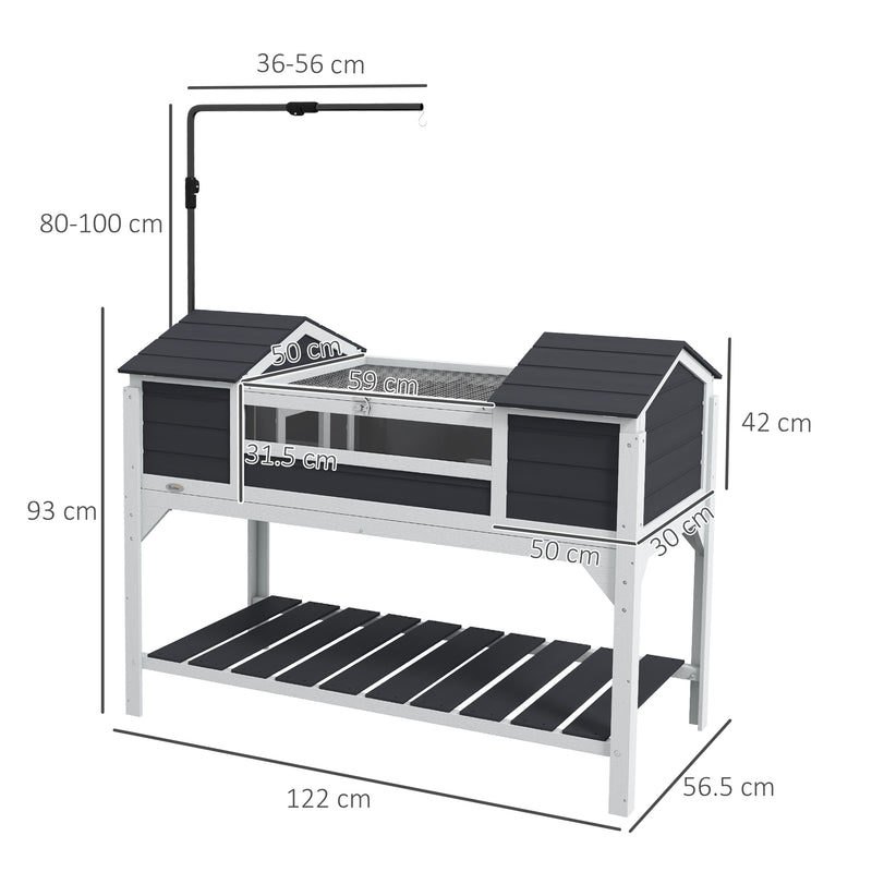 PawHut Tortoise House w/ Adjustable Lamp Holder, Openable Lid, Dual Main Houses