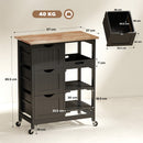HOMCOM Rolling Kitchen Island Cart, Bar Serving Cart, Compact Trolley Black