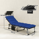 Outsunny Folding Sun Lounger, Sunbed With Canopy, Dark Blue