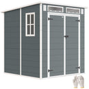 Outsunny 6 X 6 Ft Plastic Garden Shed With Floor, Lockable Doors, Grey