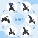 HOMCOM 6 In 1 Kids Trike, Stroller With Parent Handle