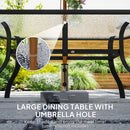 Outsunny 7 PCs Garden Dining Set w/ Umbrella Hole & Cushion