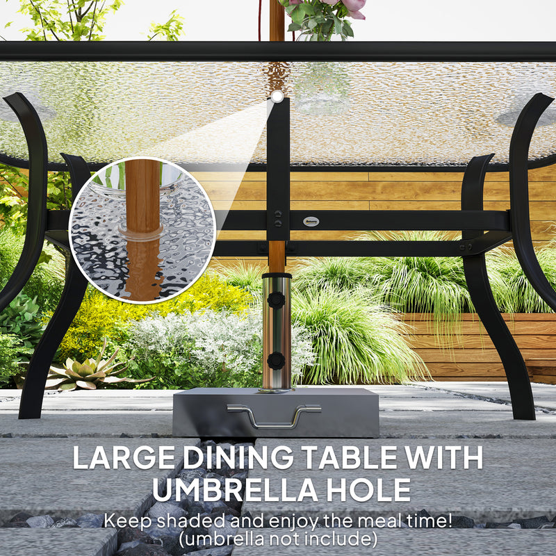 Outsunny 7 PCs Garden Dining Set w/ Umbrella Hole & Cushion