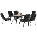 Outsunny 7 PCs Garden Dining Set w/ Umbrella Hole & Cushion