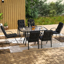 Outsunny 7 PCs Garden Dining Set w/ Umbrella Hole & Cushion