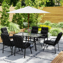 Outsunny 7 PCs Garden Dining Set w/ Umbrella Hole & Cushion