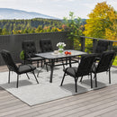 Outsunny 7 PCs Garden Dining Set w/ Umbrella Hole & Cushion