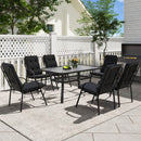 Outsunny 7 PCs Garden Dining Set w/ Umbrella Hole & Cushion