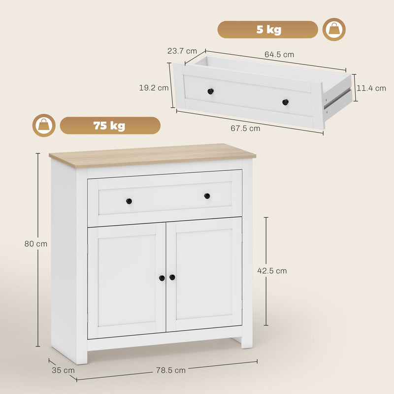 HOMCOM Sideboard Storage Cabinet with Adjustable Shelf, Drawer