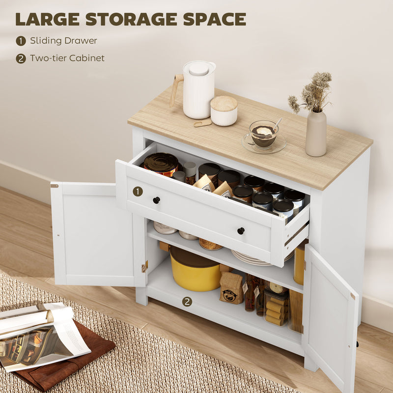 HOMCOM Sideboard Storage Cabinet with Adjustable Shelf, Drawer