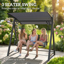 Outsunny 3 Seater Swing Chair, Garden Swing Bench with Adjustable Canopy