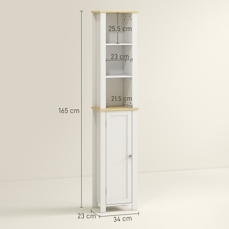 kleankin Slim Bathroom Storage Unit with Open Compartment, White