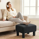 HOMCOM Chic Linen Fabric Foot Stool Ottoman Cube with Legs, Black
