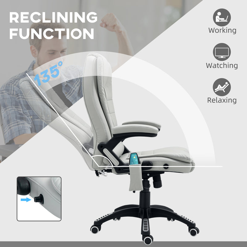 HOMCOM Heated Vibrating Massage Chair with Reclining Function, Light Grey