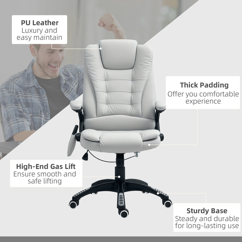 HOMCOM Heated Vibrating Massage Chair with Reclining Function, Light Grey