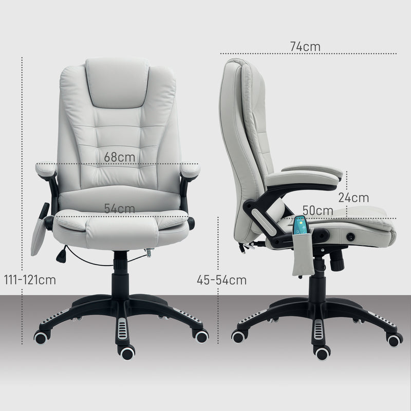 HOMCOM Heated Vibrating Massage Chair with Reclining Function, Light Grey