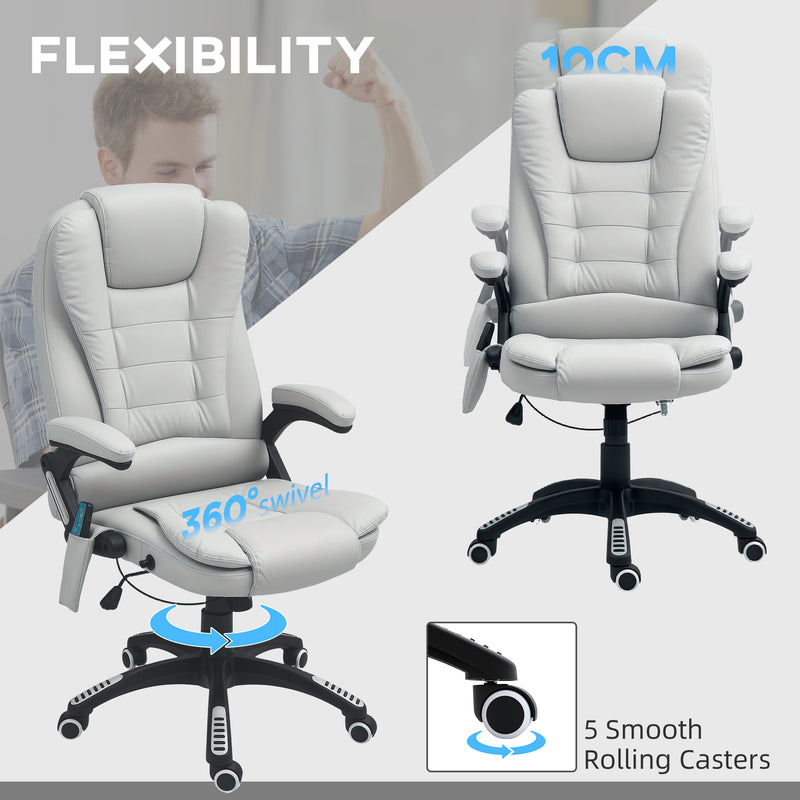 HOMCOM Heated Vibrating Massage Chair with Reclining Function, Light Grey