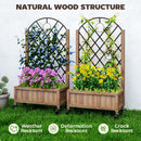 Outsunny Pack of 2 Wooden Raised Bed, Outdoor Planter Box w/ Metal Trellis