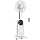 HOMCOM 16" Pedestal Fan With Water Mist Spray Standing Fan, 3.1L Tank, White