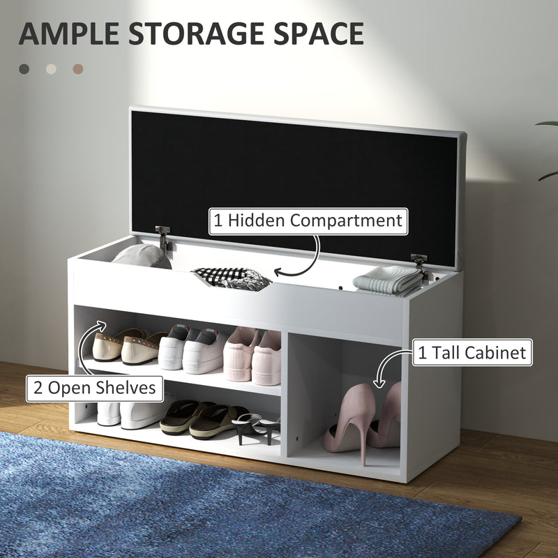 HOMCOM Sit-On Shoe Storage Unit w/ Hidden Compartment Handles