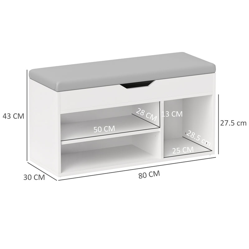 HOMCOM Sit-On Shoe Storage Unit w/ Hidden Compartment Handles