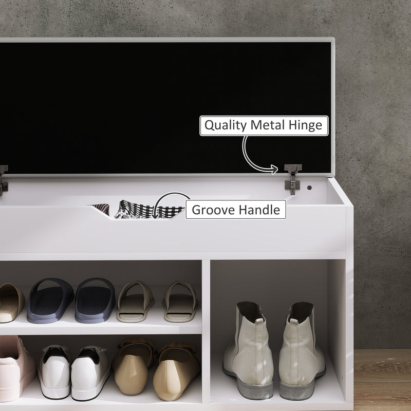HOMCOM Sit-On Shoe Storage Unit w/ Hidden Compartment Handles