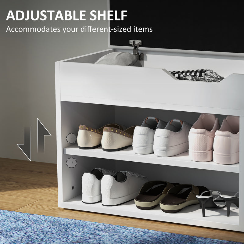 HOMCOM Sit-On Shoe Storage Unit w/ Hidden Compartment Handles