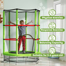 HOMCOM Kids Trampoline Mini Bouncer w/ Enclosure Net for 3-6 Years Green
