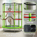 HOMCOM Kids Trampoline Mini Bouncer w/ Enclosure Net for 3-6 Years Green