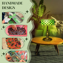 HOMCOM Stained Green Glass Table Lamp, For Bedroom Bedside, Bulb Not Included