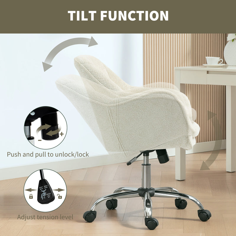 HOMCOM Modern Velvet Office Desk Chair for Bedroom, Living Room