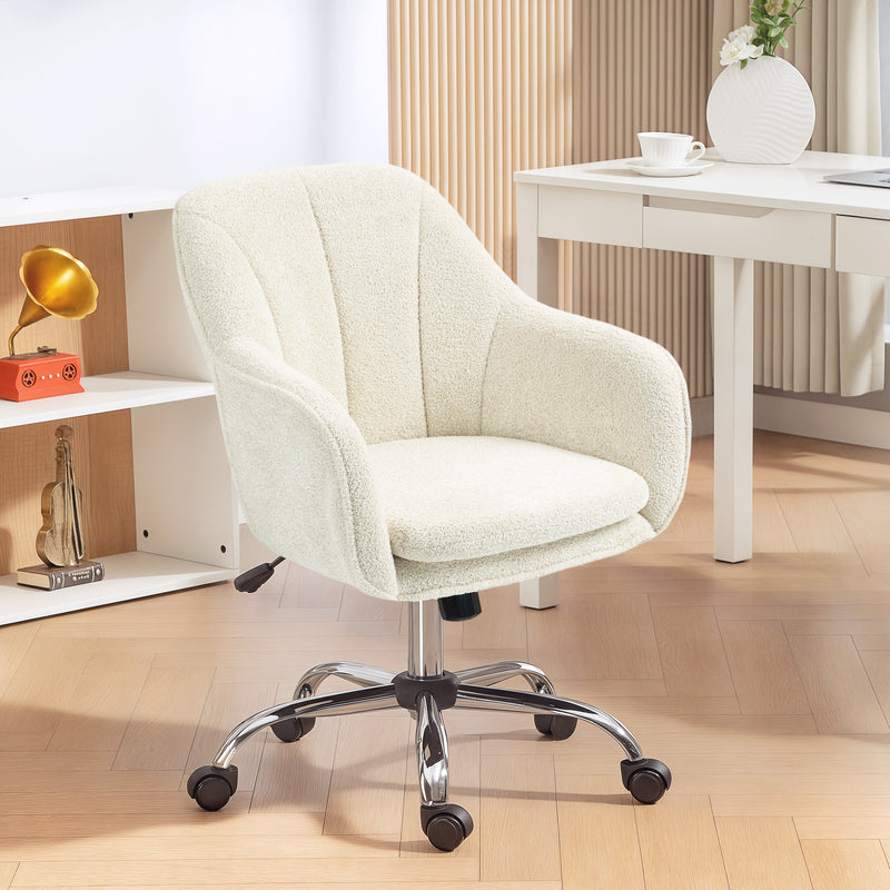 HOMCOM Modern Velvet Office Desk Chair for Bedroom, Living Room