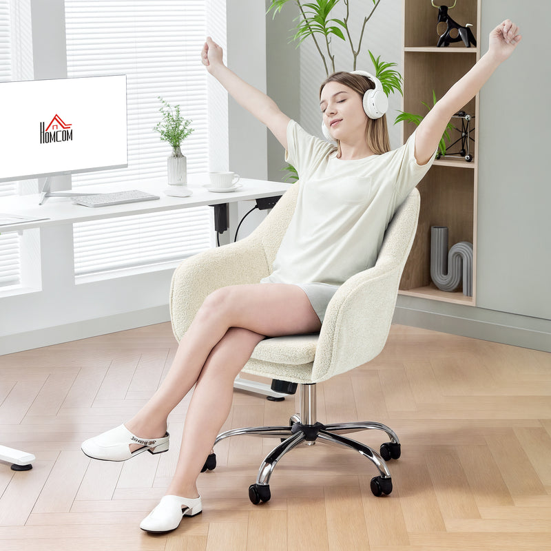 HOMCOM Modern Velvet Office Desk Chair for Bedroom, Living Room