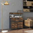 HOMCOM Bedroom Chest of Drawers 7 Drawer Dresser w/ Shelves