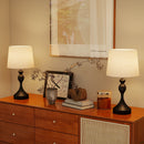 HOMCOM Table Lamps Set Of 2, Modern Bedside Lamps With USB Ports, Black