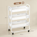 HOMCOM 3-Tier Storage Trolley, Storage Cart With Mesh Backets, Wheels, White