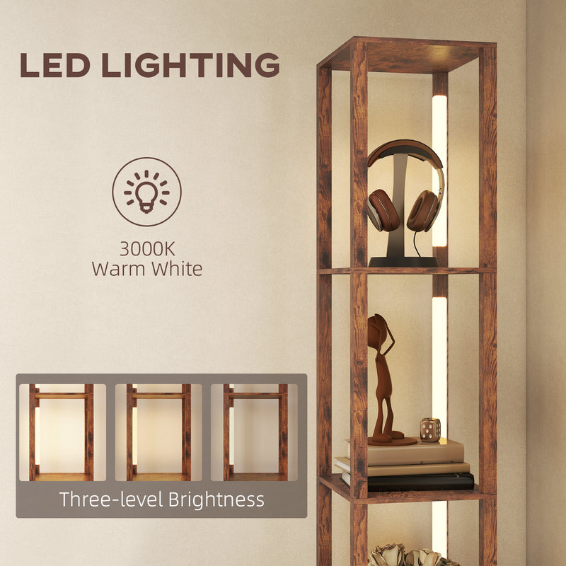 HOMCOM Floor Lamp with Shelves, LED Standing Lamp with Fabric Drawer