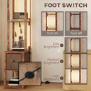 HOMCOM Floor Lamp with Shelves, LED Standing Lamp with Fabric Drawer