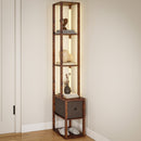 HOMCOM Floor Lamp with Shelves, LED Standing Lamp with Fabric Drawer