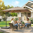 Outsunny 2.4 X 2.4 M Cantilever Parasol W/ Umbrella Weights, Khaki