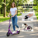 SPORTNOW Foldable Kick Scooter, Adult Scooters with 200mm Big Wheels, Purple