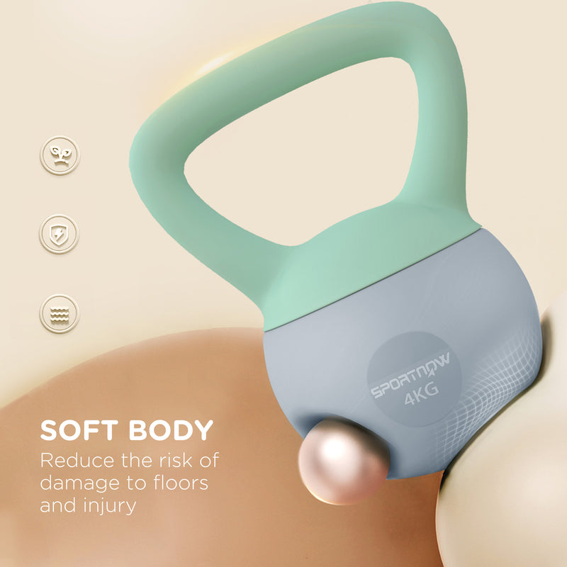 SPORTNOW 10KG Kettlebell With Soft Body And Non-Slip Handle, Grey And Green