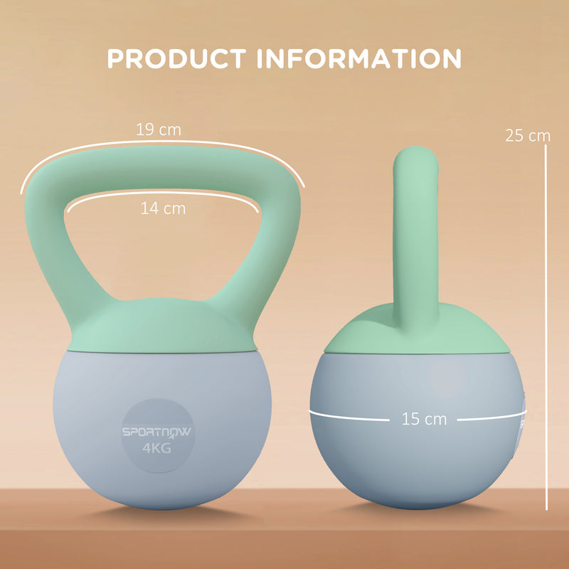SPORTNOW 10KG Kettlebell With Soft Body And Non-Slip Handle, Grey And Green