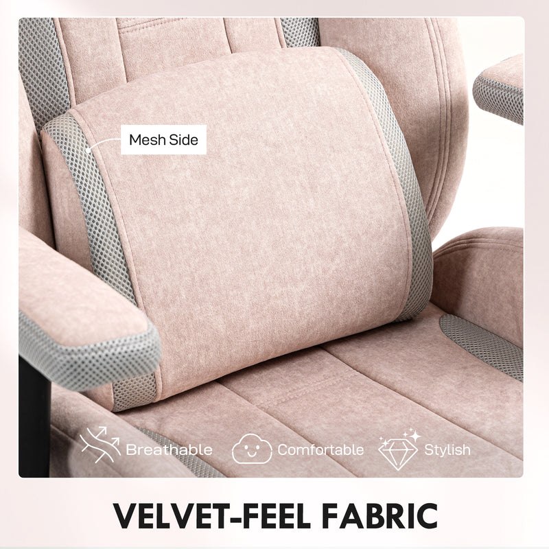 HOMCOM Gamer Computer Chair, Gaming Chair with Swivel Wheels, Pale Pink