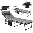 Outsunny Folding Sun Lounger, Sunbed With Canopy, Light Grey