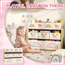 AIYAPLAY 3-Tier Toy Organiser Shelf With 9 Storage Boxes For Bedroom - Blue/Pink